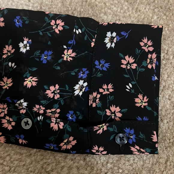 Sheer Black and Floral Long Sleeve Top - Picture 3 of 3